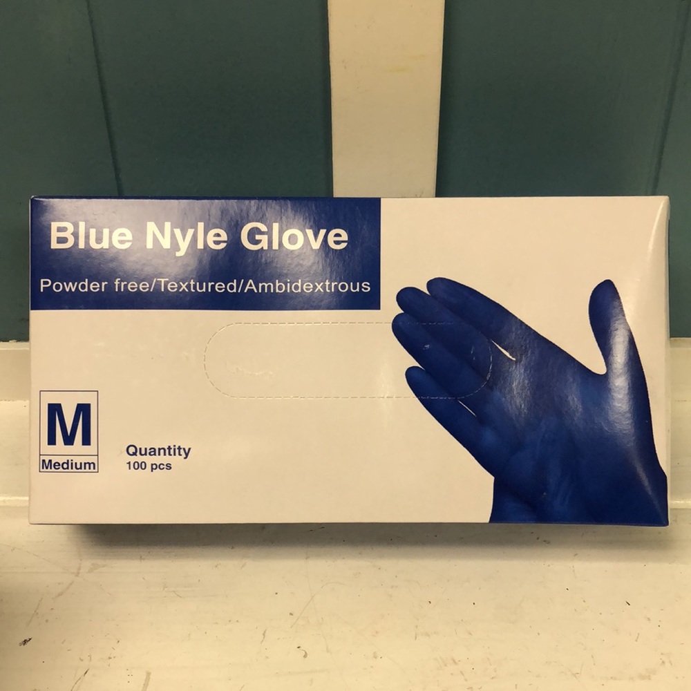 Gloves Medium Blue Nyle, 100 pcs, Powder Free, Textured, Ambidextrous  USA‎ Ship
